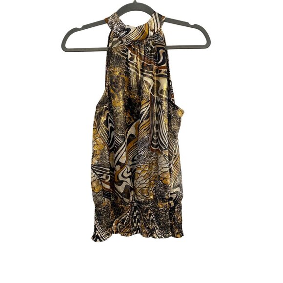 Cache Top Women’s M Multicolor Geometric Print Shimmer Detail Sleeveless Boho - Picture 1 of 13